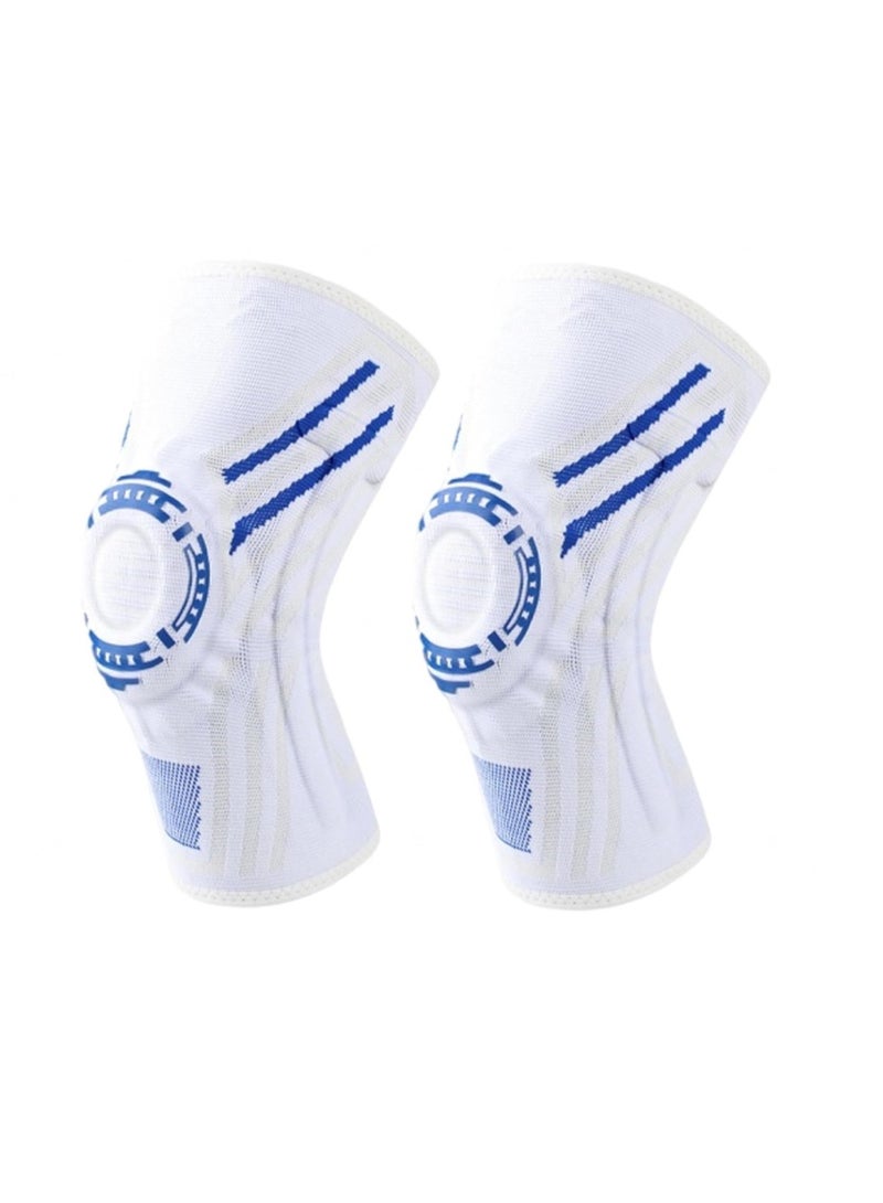 Bincoo 2 Pcs Sports Knee Brace Support Pads, Anti-Slip Breathable, Joint Pain Relief, Injury Rehabilitation, For Running, Cycling, Basketball, Gym, Size XL (White) - Image 1